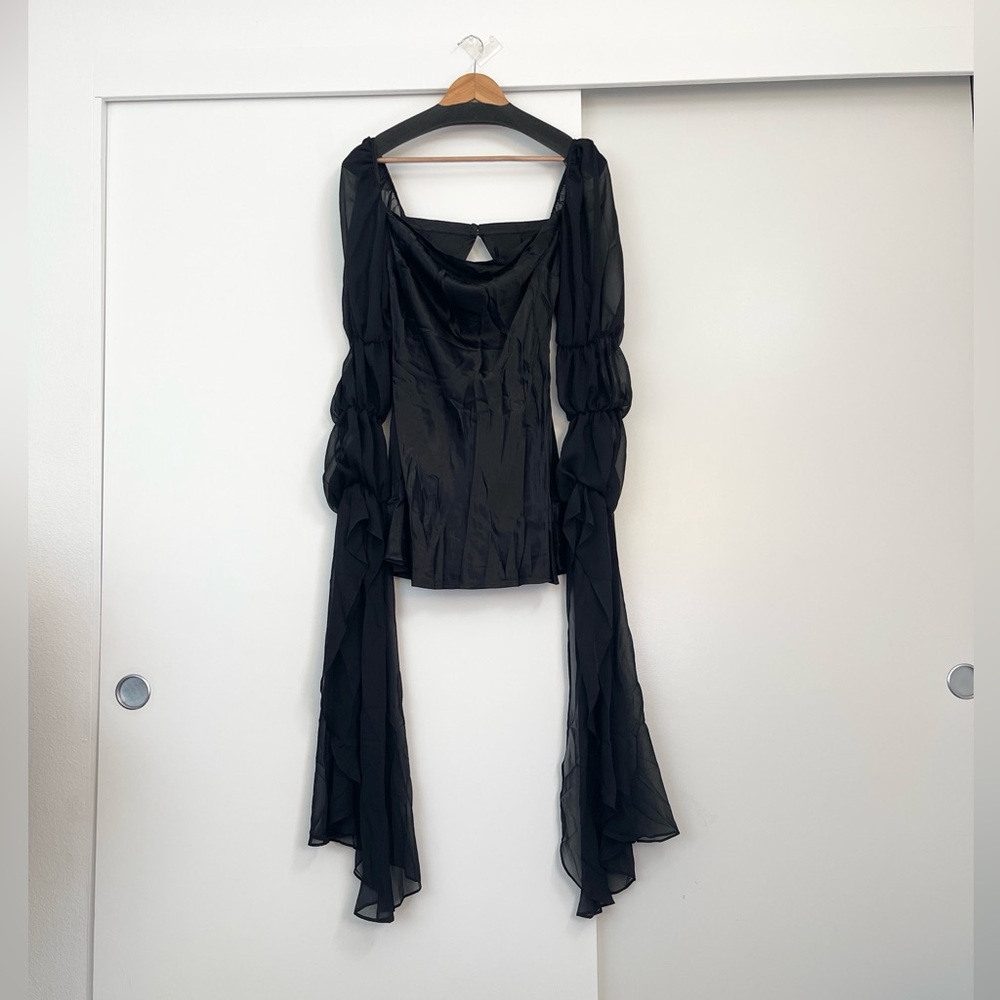 NWT For Love & Lemons Willow Mini Dress Black Size Small